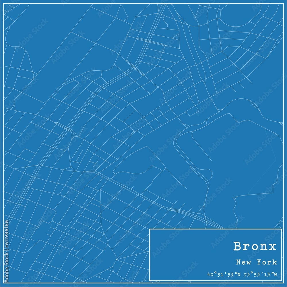Blueprint US city map of Bronx, New York. Blueprint US city map of Bronx, New York.