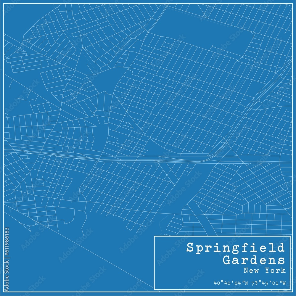Blueprint US city map of Springfield Gardens, New York. Blueprint US city map of Springfield Gardens, New York.