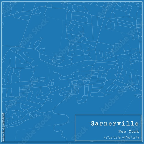 Blueprint US city map of Garnerville, New York.