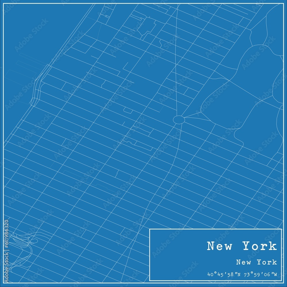 Blueprint US city map of New York, New York. Blueprint US city map of New York, New York.