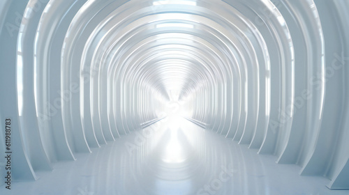 a bright white tunnel of heaven with fast perspective