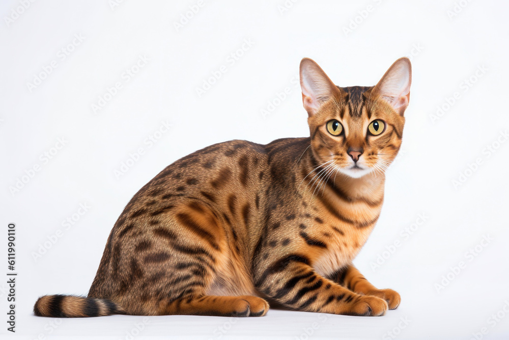Tabby cat isolated on white background. Striped cat. Generative Ai.