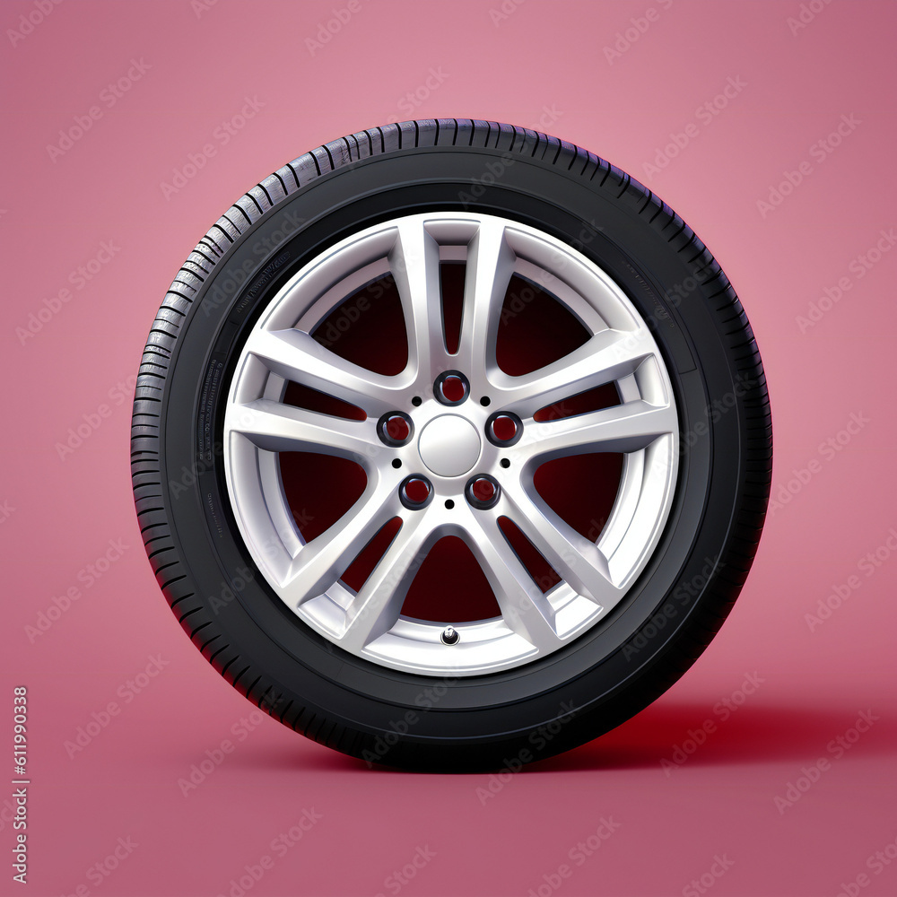 Car wheel single color background side view