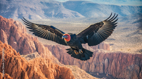 Majestic California Condor Soaring over Canyon photo