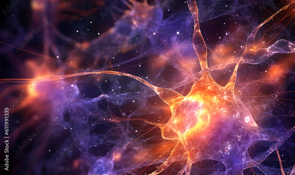 close up of human brain showing neurons firing and neural extensions colour Generative AI close up of human brain showing neurons firing and neural extensions colour Generative AI