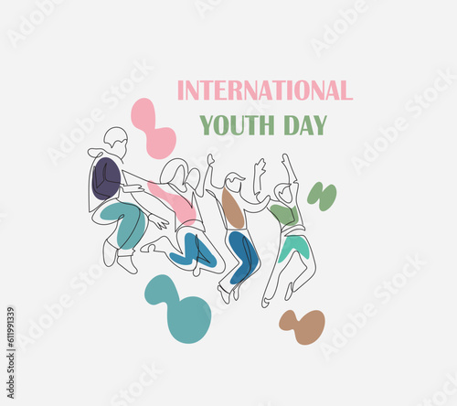 Internastional youth day vposter vector illustration