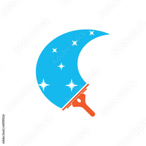 Glass cleaning tool icon logo illustration template design.