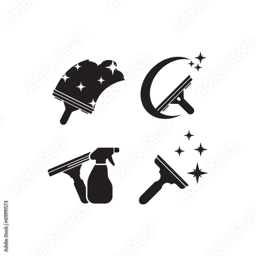 Glass cleaning tool icon logo illustration template design.