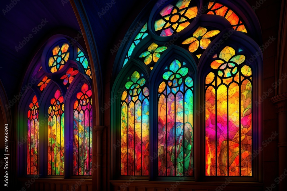 Colorful church window. Generate Ai