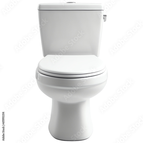 White ceramic toilet from the front isolated on transparent background - Generative AI photo