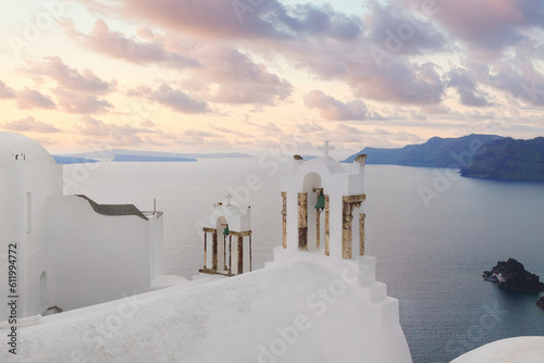 White architecture on Santorini island, Greece. Best place to honeymoon and micro occasions.