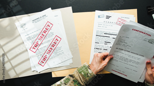 Fotografie Top Secret Papers on desk