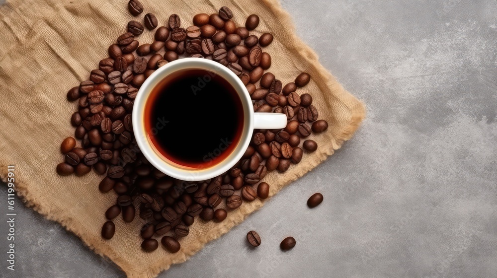 coffee cup with coffee beans with text coffee cup with coffee beans with text