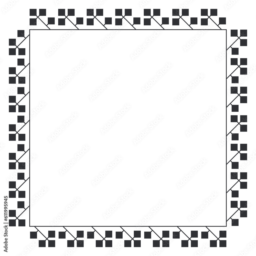 Vector ethnic Ukrainian frame pattern with floral elements
