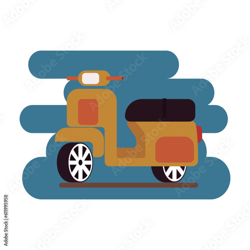 Yellow scooter flat vector illustration