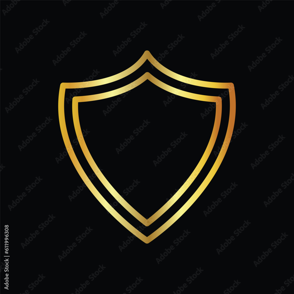 gold shield, icon, vector, illustration, design, template, flat, style gold shield, icon, vector, illustration, design, template, flat, style