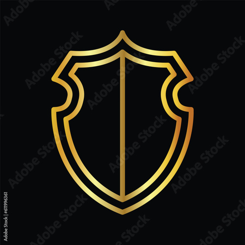 gold shield, icon, vector, illustration, design, template, flat, style