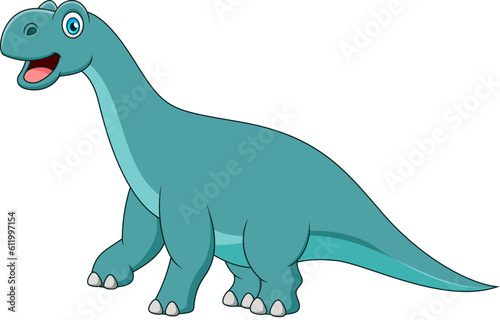 Cute brontosaurus cartoon smiling. Cute dinosaur cartoon illustration