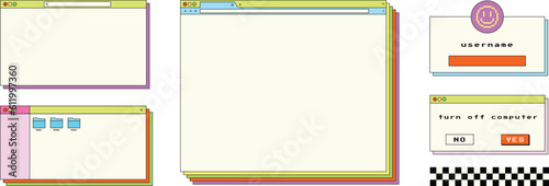 Set illustration of computer. illustration of a set of banners. Web browser window template. Mockup of web site screen. Template of browser for laptop in white simple, flat design.