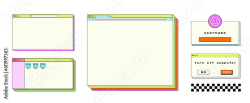 Set illustration of computer. illustration of a set of banners. Web browser window template. Mockup of web site screen. Template of browser for laptop in white simple, flat design.