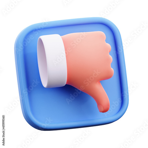 dislike  icon, unlike icon, bad experience, thumbs down, 3d icons isolated on white, 3d illustration rendering