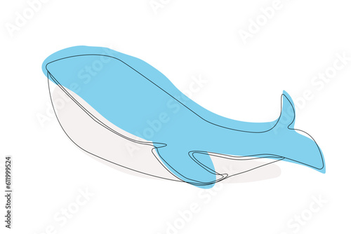 Hand drawn style illustration vector whale
continuous line,  marine animal, simple line.