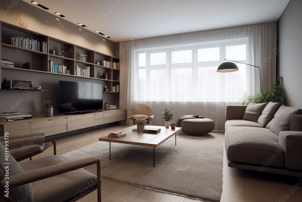 Interior of a modern apartment. Furnished room. Interior of a modern apartment. Furnished room.