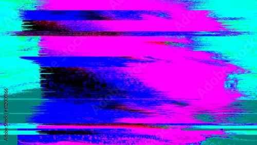 Glitched abstract background with a digital signal error and collapsing data. Element of design. Dancefloor musical abstract background. Vj loop club animation. Motion graphic design.
