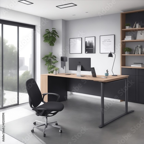 "Contemporary Workspace: A Fusion of Elegance and Efficiency"