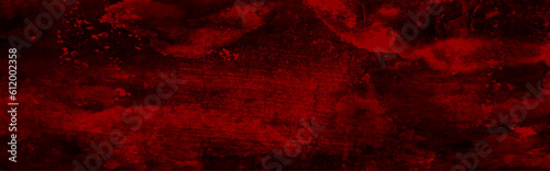 Dark Red horror scary background. grunge horror texture concrete. Dark grunge red concrete. Red textured stone wall background. Dark edges. Dark red grungy background or texture.