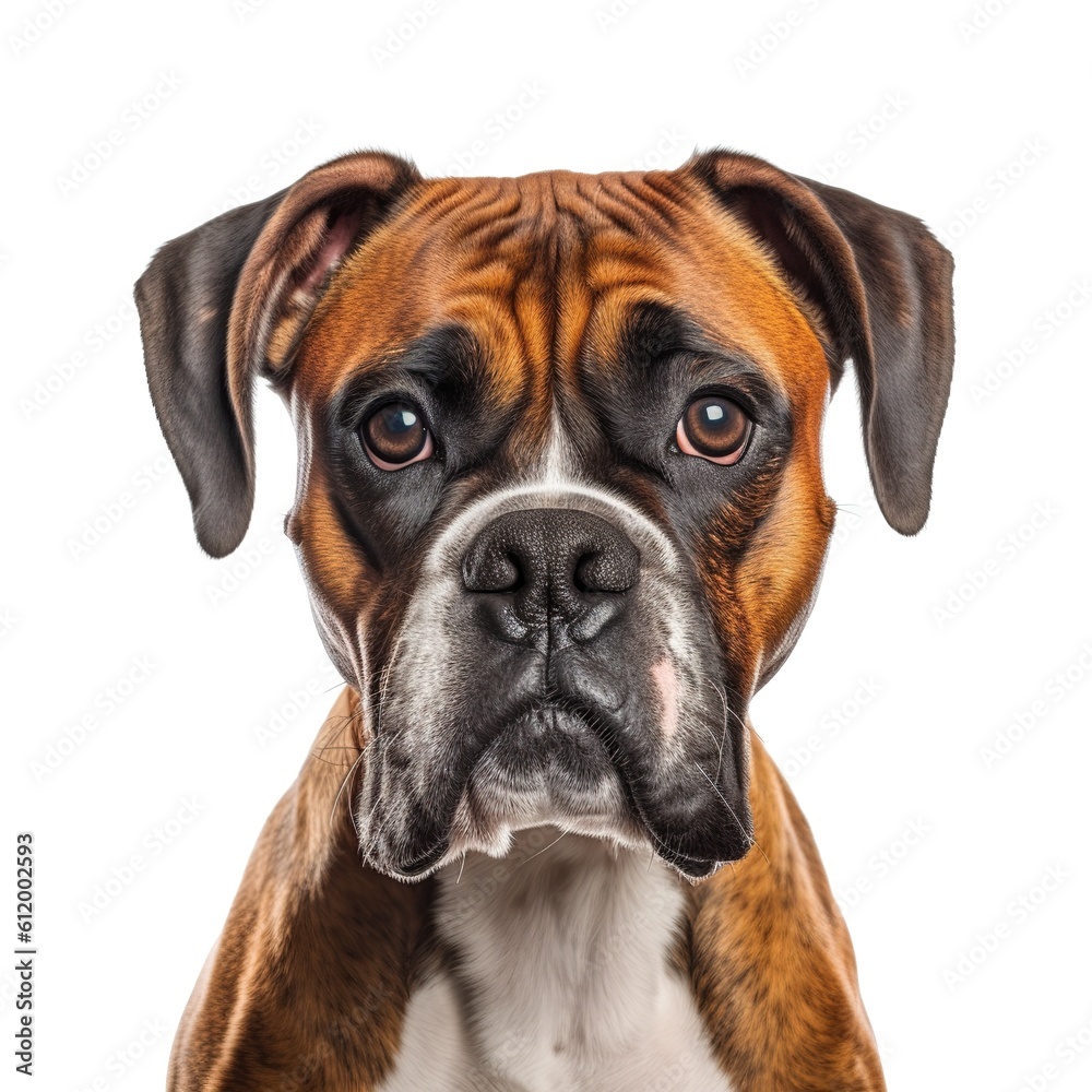 Boxer dog isolated in a white background, ai generative