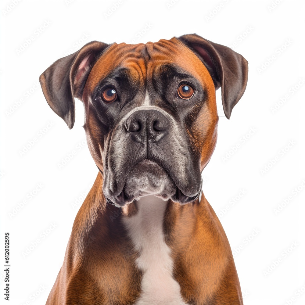 Boxer dog isolated in a white background, ai generative