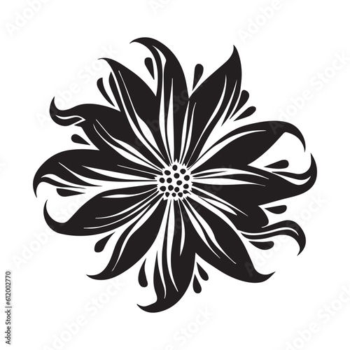 Flower Design Elements Vector Illustration Black color.