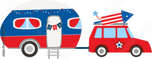 4th of July Camper, Independence Day, Camping