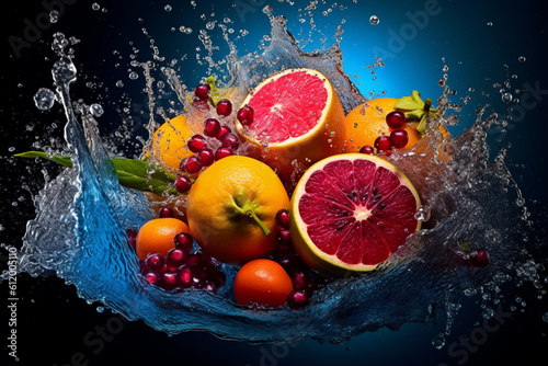 fruit in water splash