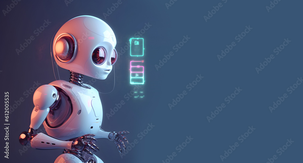 Robot with data information. Concept of chatbot or ai assistant. AI generated