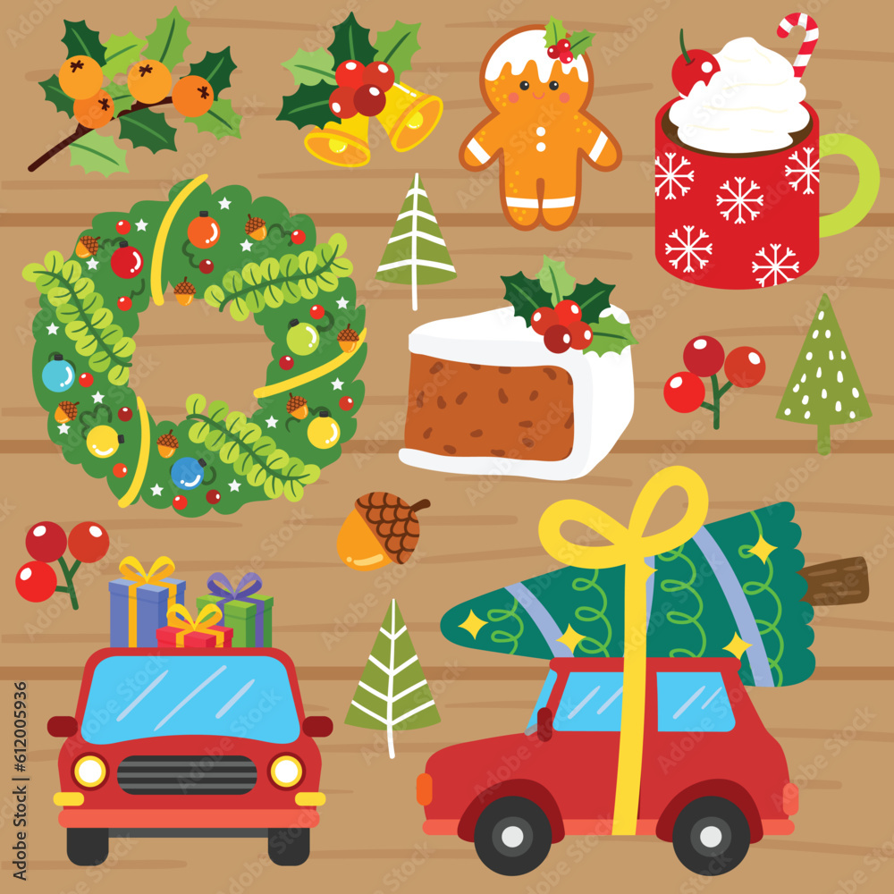 Obraz premium Cute Cartoon Christmas Concept.