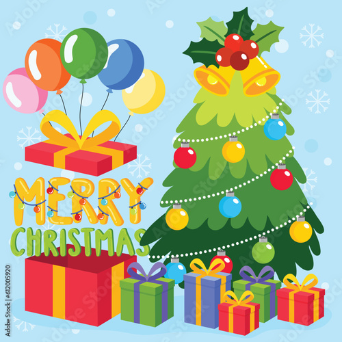Cute Cartoon Christmas Concept.
