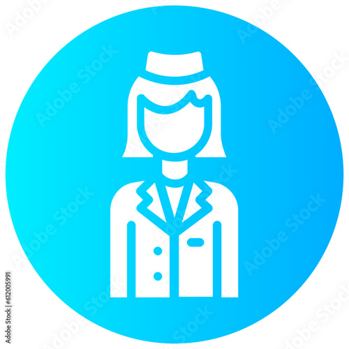 air hostess round vector icon