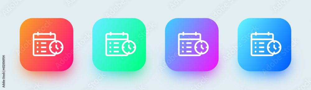 Timeline line icon in square gradient colors. Plan signs vector illustration. Timeline line icon in square gradient colors. Plan signs vector illustration.