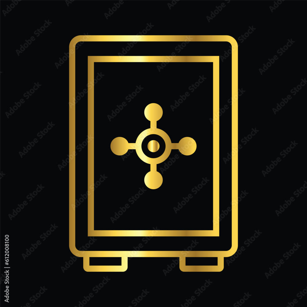 gold safe box, icon, vector, illustration, design, template, flat, style