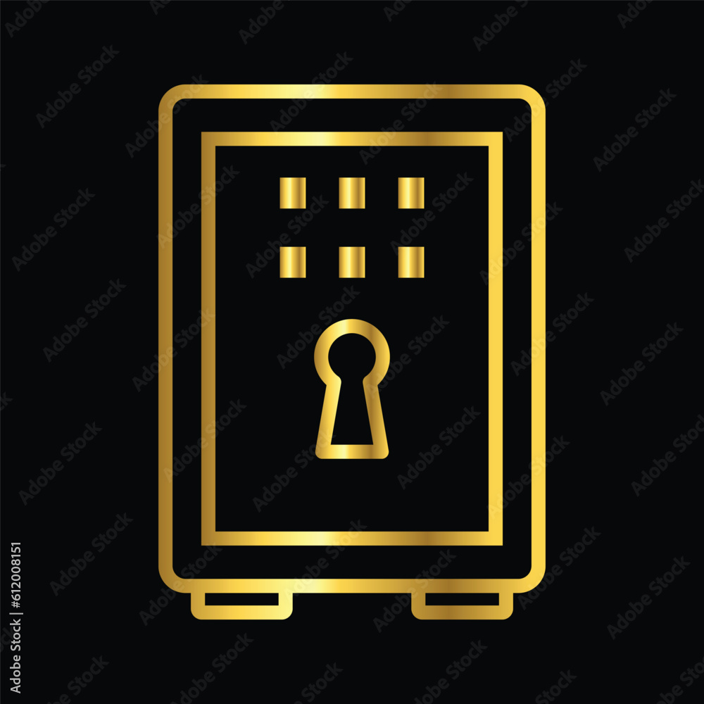 gold safe box, icon, vector, illustration, design, template, flat, style gold safe box, icon, vector, illustration, design, template, flat, style