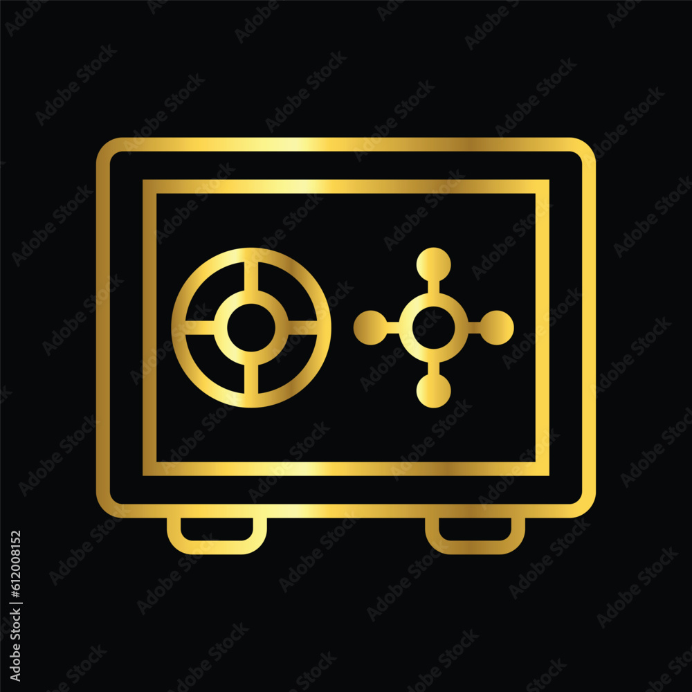 gold safe box, icon, vector, illustration, design, template, flat, style gold safe box, icon, vector, illustration, design, template, flat, style