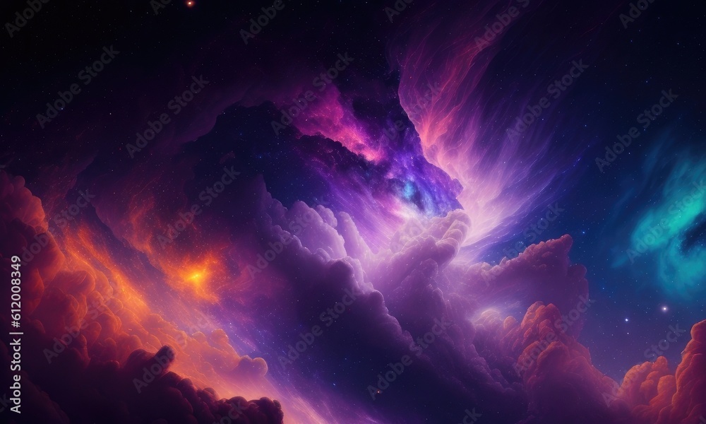 Colorful nebular galaxy stars and clouds as universe wallpaper