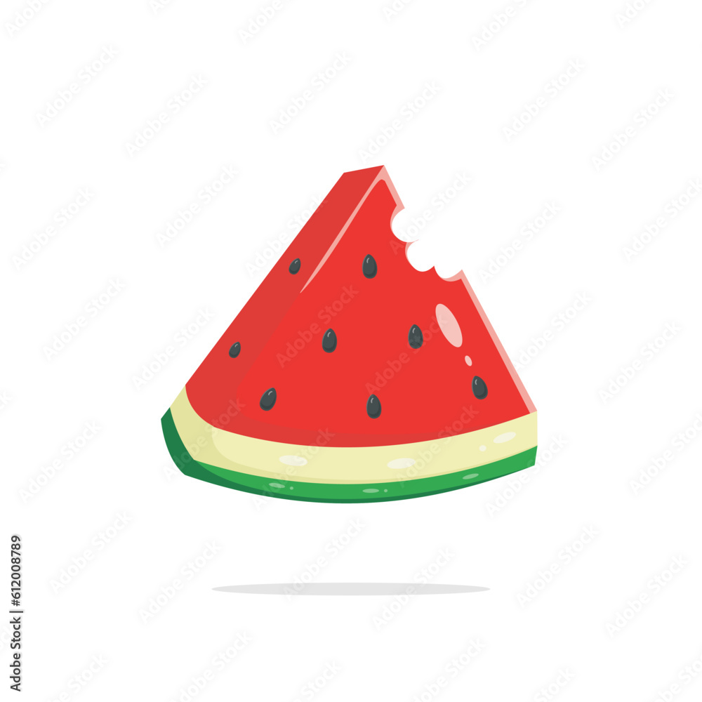 Single slice of watermelon vector illustration designed in flat cartoon style isolated on white background. Citrullus lanatus. Single slice of watermelon vector illustration designed in flat cartoon style isolated on white background. Citrullus lanatus.