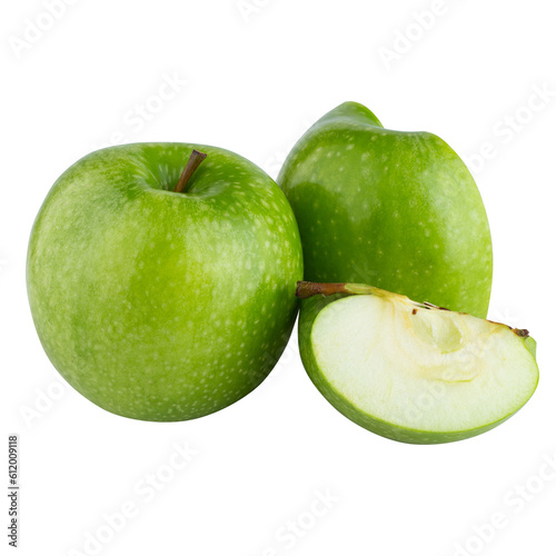 Fresh green apple isolated on a transparent background
