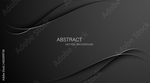 Abstract black background with silver glowing lines with free space for design. vector illustration 