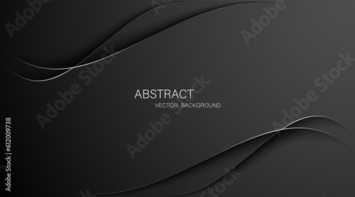 Abstract black background with silver glowing lines with free space for design. vector illustration
