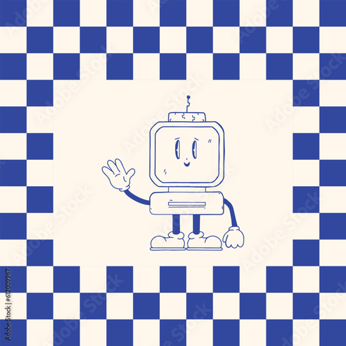RETRO TECH CHARACTER MASCOT HAND DRAWING STYLE