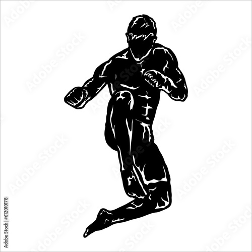 vector illustration of silhouette muaythai fighter